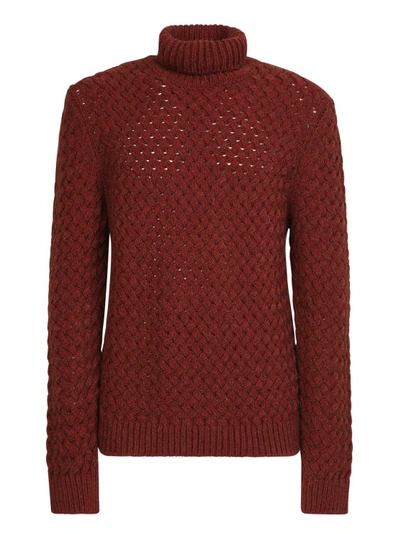 Lardini Woven Knit Pullover Bordeaux In Red