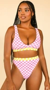 Dippin Daisys Ultra Bottom In Checked Out Pink/yellow