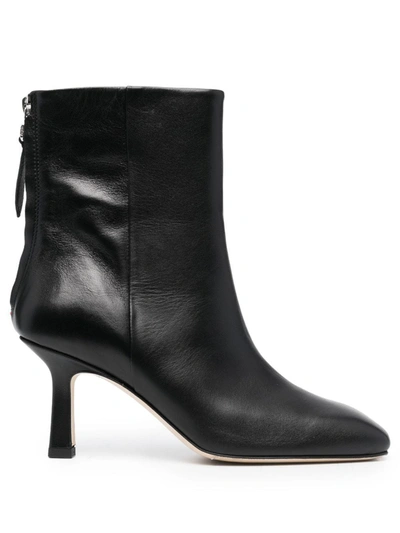 Aeyde Lola Square-toe Leather Boots In Black