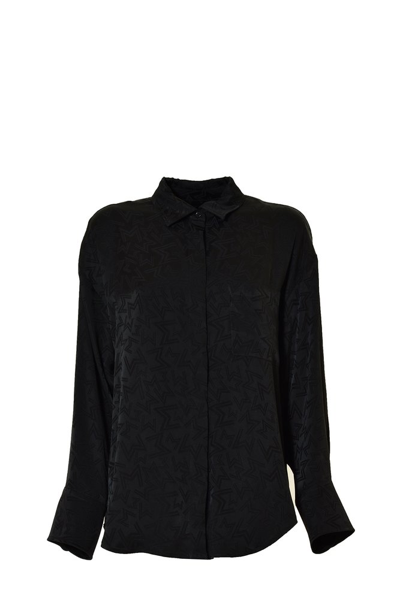 Msgm Monogram-pattern Button-up Shirt In Black