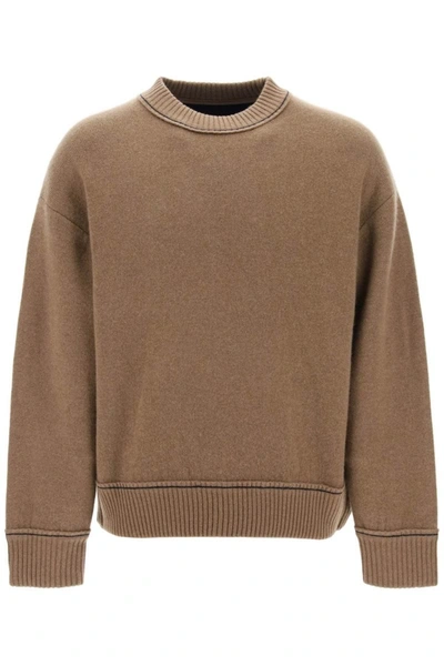 Sacai Crew-neck Logo-plaque Jumper In Multicolor