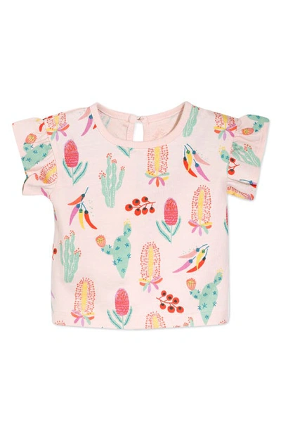 Oliver & Rain Babies' Cactus Floral Organic Cotton T-shirt In Blush