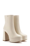 Larroude Dolly Leather Platform Ankle Boots In Ivory