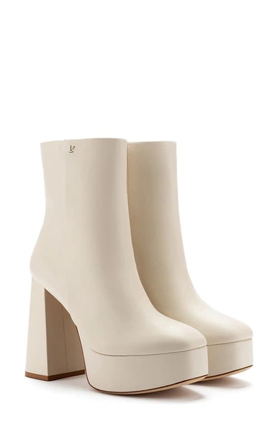 Larroude Dolly Leather Platform Ankle Boots In Ivory
