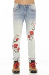 Cult Of Individuality Punk Embroidered Super Skinny Jeans In Blue