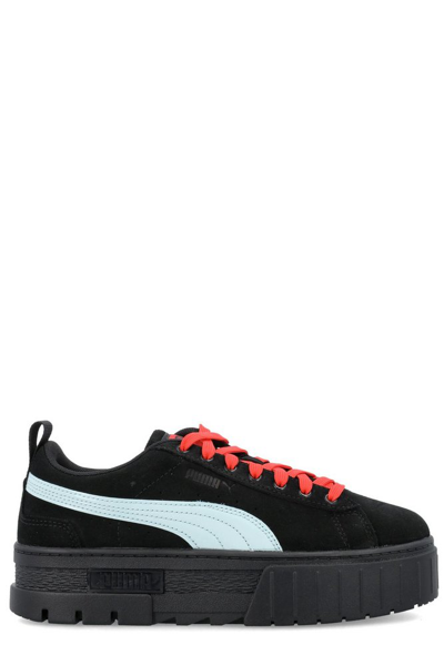 Puma Mayze X Dua Lipa Leather Sneakers In Black/blue