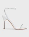 Manolo Blahnik Crinastra Crystal Ankle-strap Sandals In Beige