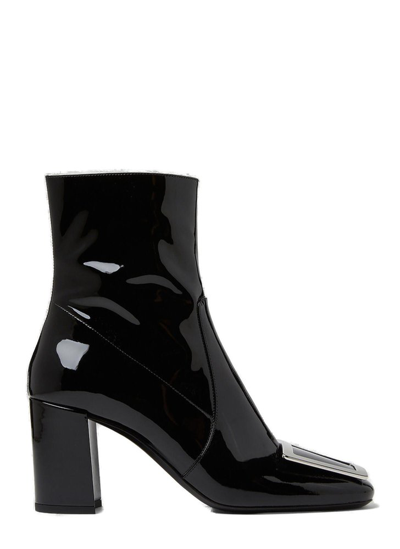 Saint Laurent Chunky Heeled 80mm Leather Boots In Black