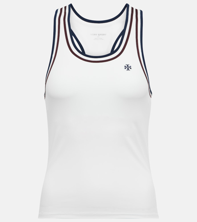 Tory Sport Tory Burch Contrast Strap Tennis Tank In Snow White/evergreen