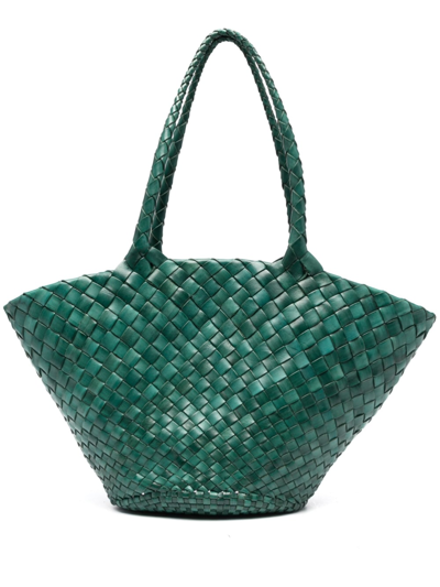 Dragon Diffusion Santa Croce Big Woven Leather Tote In Forest