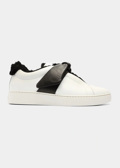 Alexandre Birman Clarita Bicolor Puffy Knot Sneakers In White Black