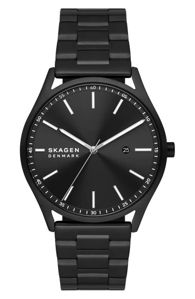 Skagen Men's Holst Midnight 50% Recycled Stainless Steel Bracelet Watch 42mm In Black