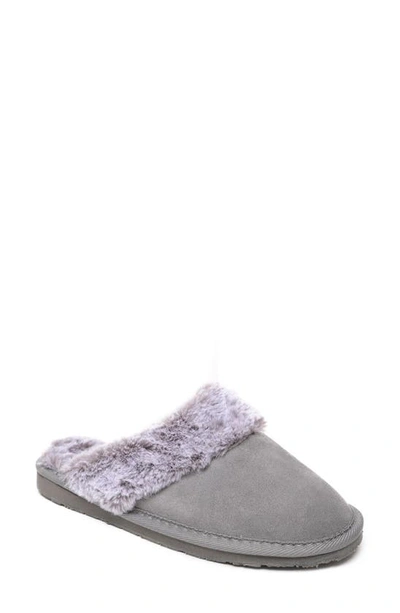 Minnetonka Frosted Faux Fur Lined Slipper In Grey