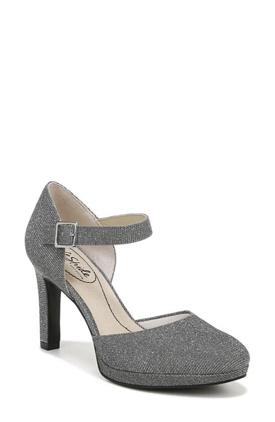 Lifestride Jean Ankle Strap Pump In Pewter Grey Fabric