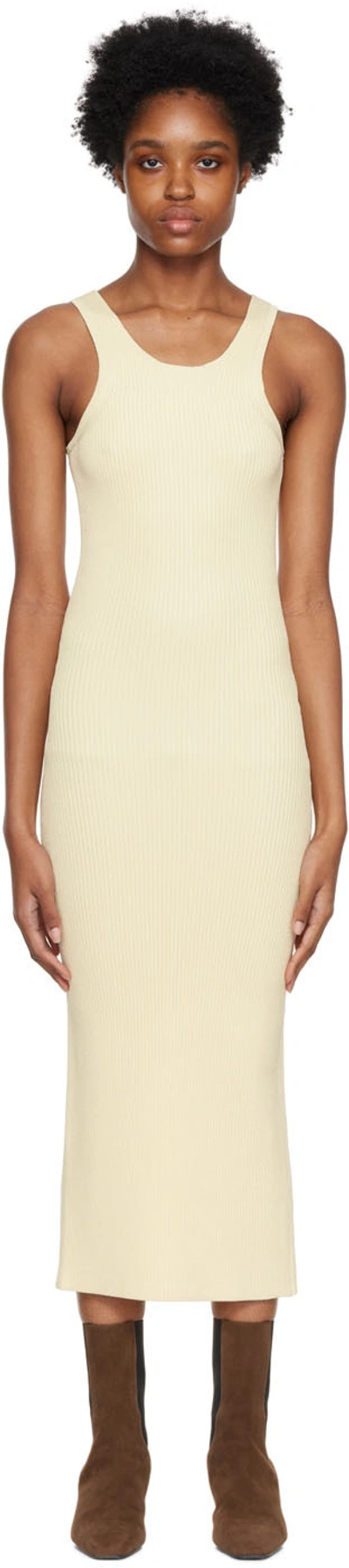 Totême Yellow Curved Compact Midi Dress In Beige