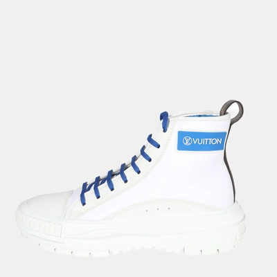 Pre-owned Louis Vuitton White/blue Squad Sneaker Boots Eu 36.5