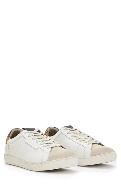 Allsaints Low Top Leather Sneaker In White Leopard