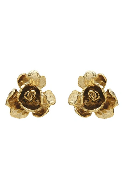 Oscar De La Renta Rose Stud Earrings In Gold