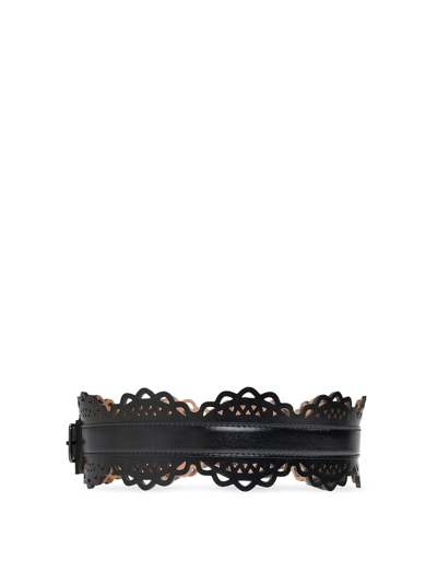 Alaïa Leather Corset Belt In Black