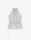 Ted Baker Cliara Textured Stretch-woven Halter-neck Top In Lilac