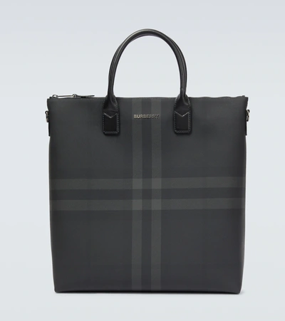 Burberry London Check Canvas Tote Bag In Grey