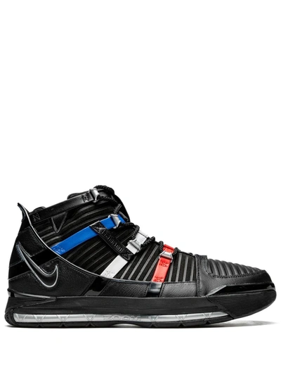 Nike Lebron 3 "black University" Sneakers In Black/metallic Silver-university Red