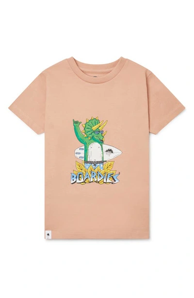 Boardies Kids' Dinosaur Cotton Graphic Tee In Orange