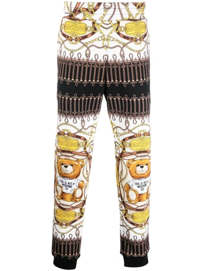 Moschino Teddy Bear-print Cotton Track Pants In Multi-colored