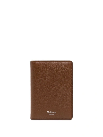Mulberry Logo-detail Leather Wallet In Braun