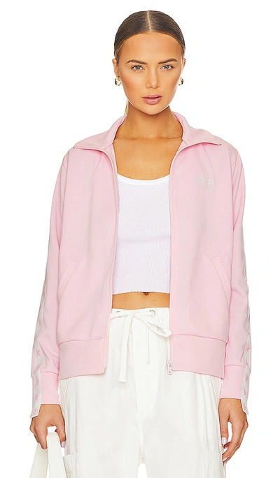 Golden Goose Logo-print Jersey Track Jacket In Rose Shadow White (pink)