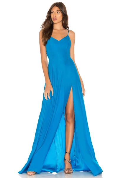 Amanda Uprichard Channing Gown In Electric Teal