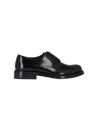 Prada Brushed Leather Lace-ups In Black