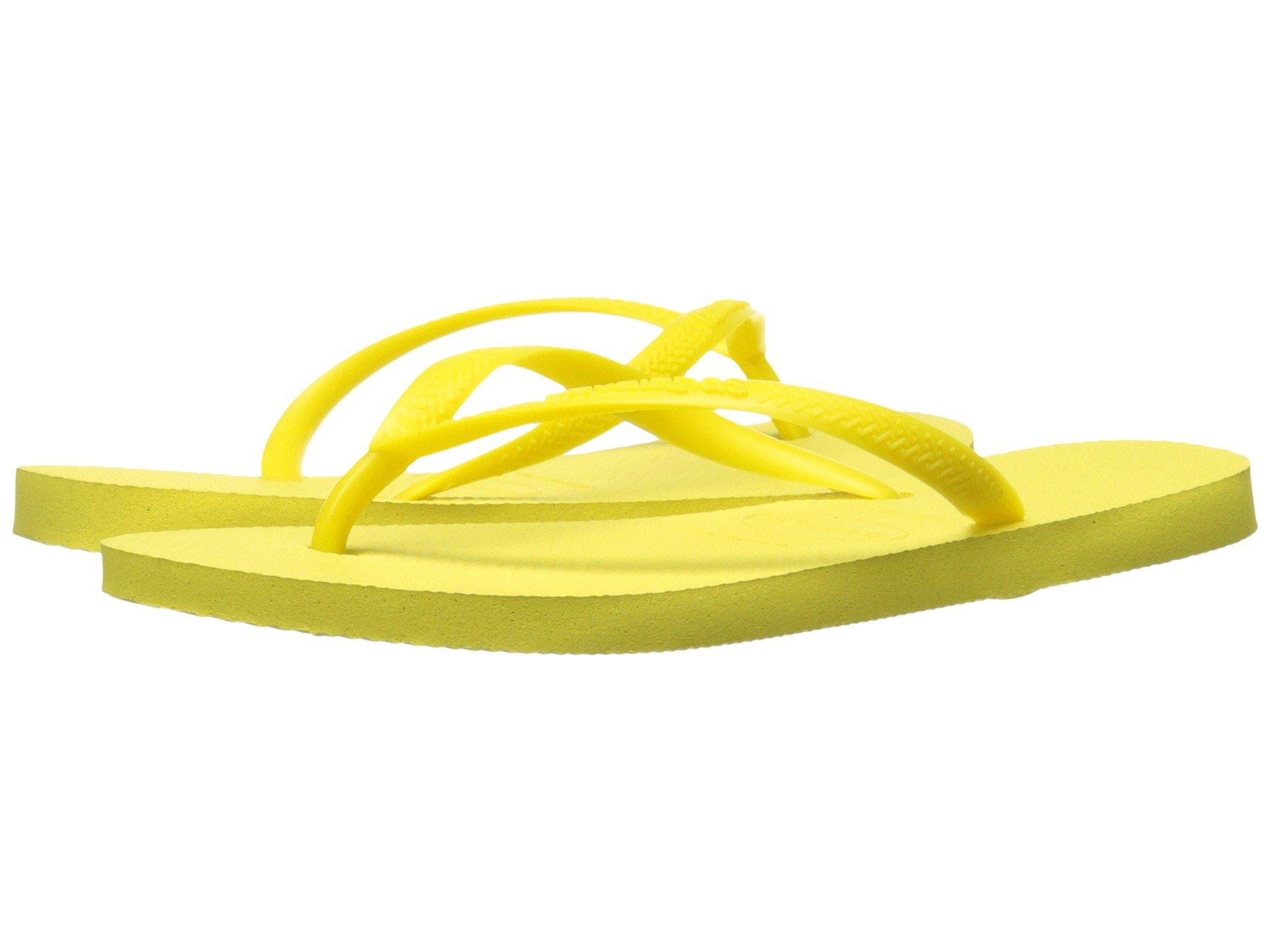 light yellow flip flops