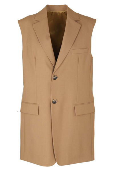 Marni Brown Reversible Sleeveless Wool Jacket In Hazel