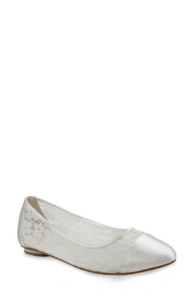 Paradox London Pink Sweetie Satin Lace Flat In Ivory