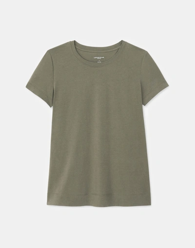 Lafayette 148 Modern Short-sleeve Cotton Jersey Tee In Green