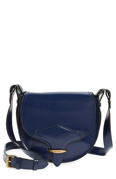 Isabel Marant Botsy Flap Leather Saddle Shoulder Bag In Blue-med