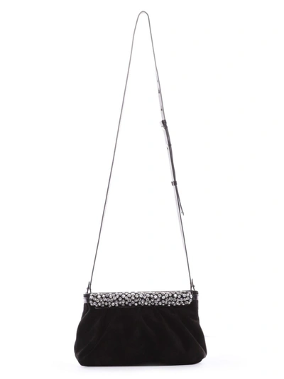Isabel Marant Luzes Crystal-embellished Leather And Suede Shoulder Bag In Black