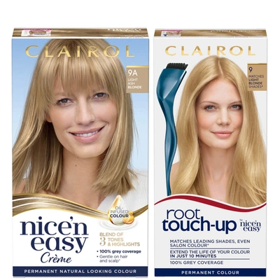 Clairol Root Touch-up 9 Light Blonde X Nice'n Easy Permanent 9a Light Ash Blonde Bundle