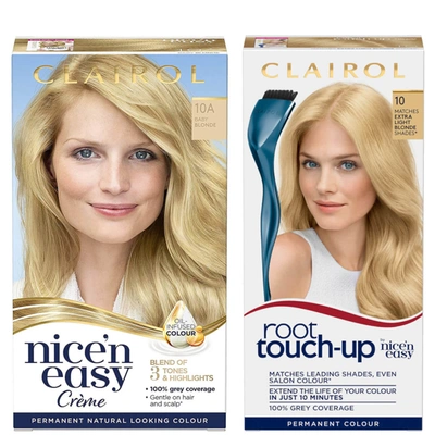 Clairol Root Touch-up 10 Extra Light Blonde X Nice'n Easy Permanent 10a Baby Blonde Bundle
