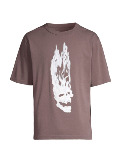 Heron Preston Flaming Skull T-shirt In Grey