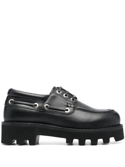 Proenza Schouler Moc Leather Lug-sole Boat Shoes In Black