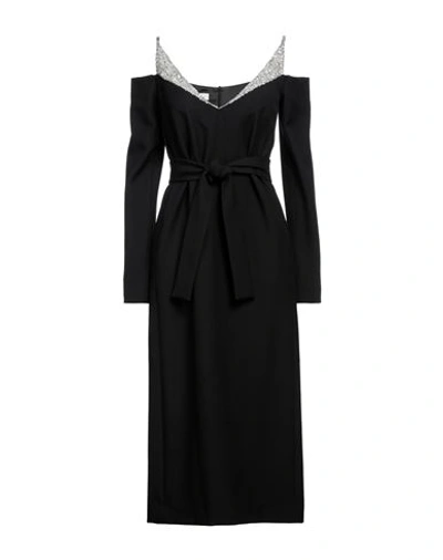 Dries Van Noten Black Cold-shoulder Embellished Wool And Silk-blend Gabardine Dress In Nero