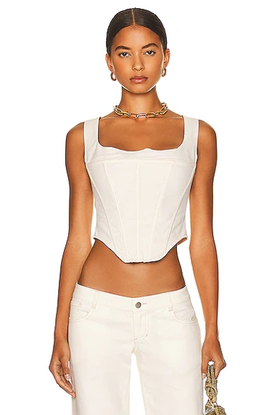 Miaou Campbell Textured Cotton-blend Corset Top In Creme