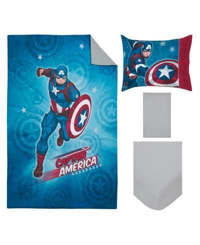 Marvel Captain America 4 Piece Toddler Comforter Set Bedding In Red