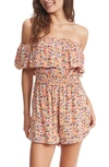 Roxy Another Day Off The Shoulder Dot Print Romper In Pastel Rose Swept Up Floral