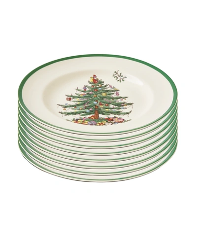 Spode Christmas Tree Dinner Plate Set Of 8 In Green
