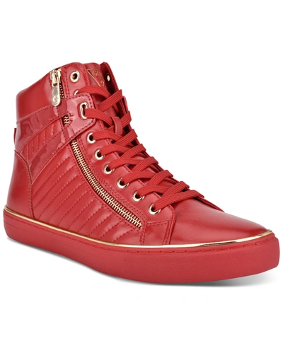 Guess Men's Million Quilted Faux-leather High Top Side-zip Sneakers Men's  Shoes In Red | ModeSens