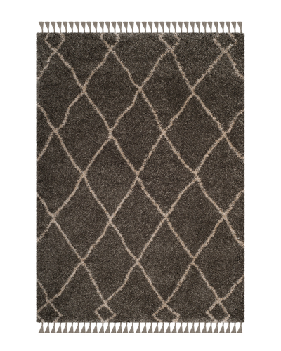 Safavieh Moroccan Fringe Shag Power-loomed Synthetic Contemporary Rug In Grey/cream
