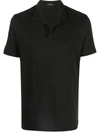 Theory Willem Cosmos Open-collar Jersey Polo Shirt In Black